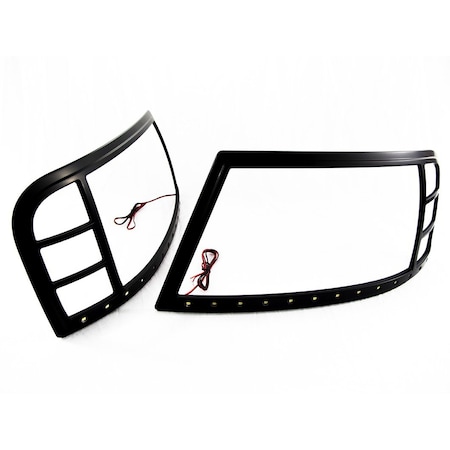 Race Sport 04-08 Ford F150 Led Headlight Bezel W/ White Running Lights (Black) Pr RS-B0408FORD-HLB